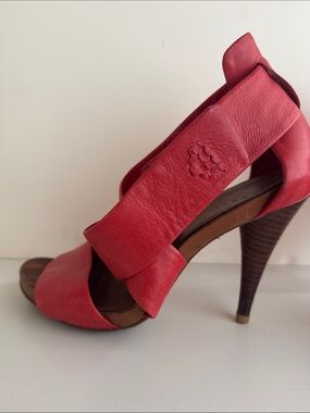 Theory Red Strappy High Heel Sandals